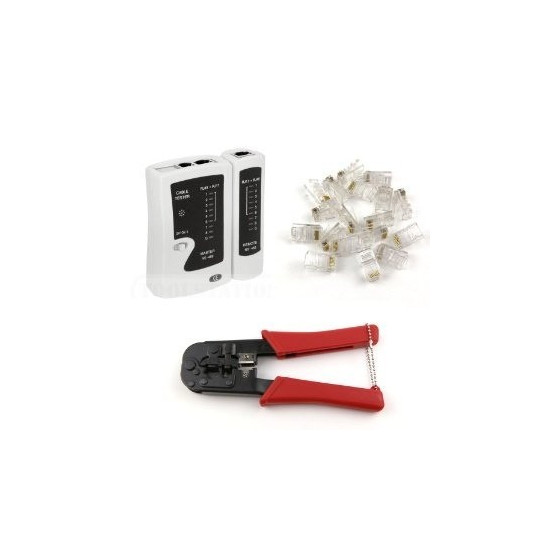 Купете комплект клещи за кримпване с тестер и 50бр. RJ45