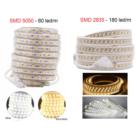 Водоустойчива LED лента 220V с диоди 2835 и 5730 - Перфектно осветление