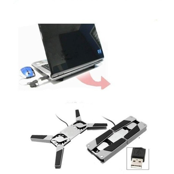 Компактен сгъваем USB охладител за лаптоп