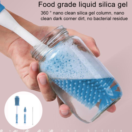 Купете комплект силиконови четки за бебешки шишета и сламки