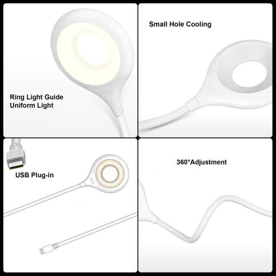 USB LED ринг лампа с гъвкаво рамо - Купете онлайн сега!