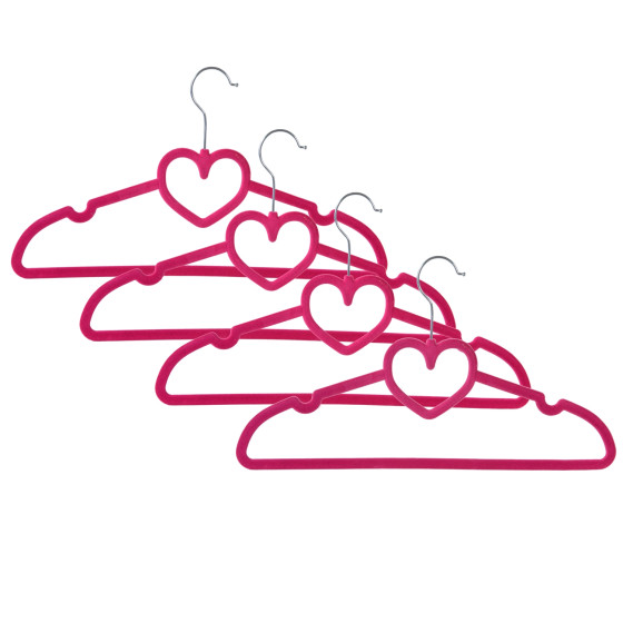 Кадифени закачалки с форма на сърце - 4 бр.