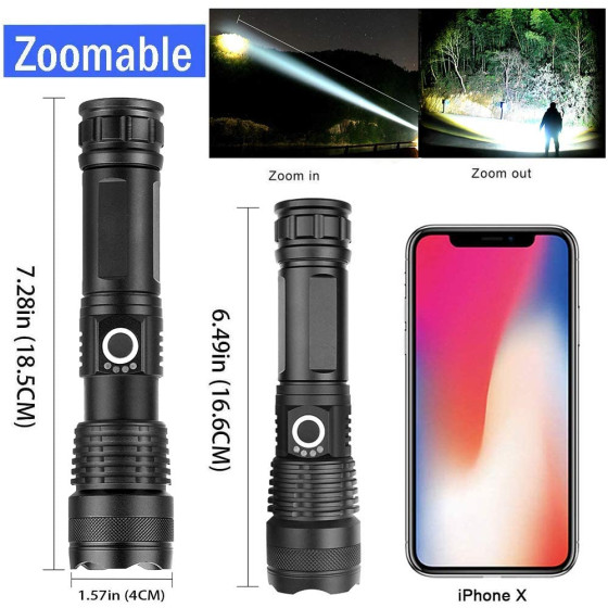 Водоустойчив фенер със zoom 8000 лумена XHP50