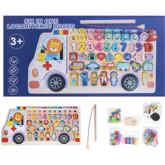 Монтесори образователна дъска с лъвче каращо линейка