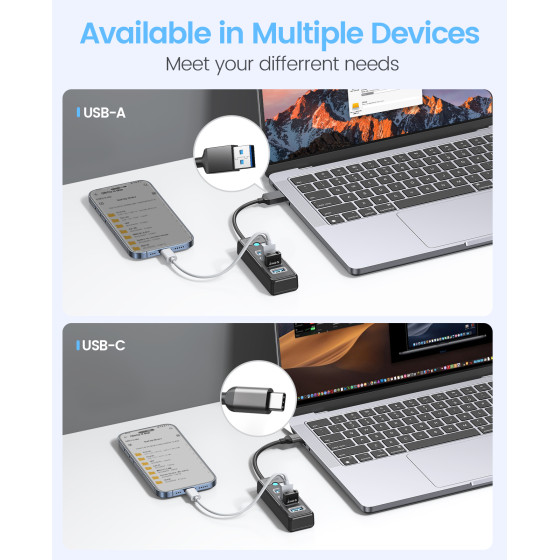 Качествен 4-портов USB HUB 3.0 със скорост 5Gbps