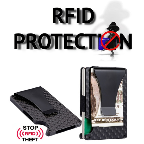 Карбонов картодържател с RFID защита за безконтактни кредитни карти