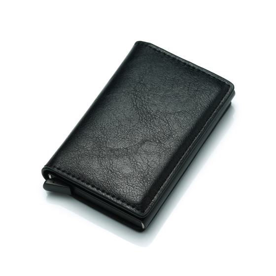 Черен кожен портфейл с RFID защита
