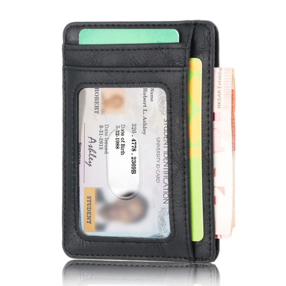 Кожен RFID картодържател с отделение за пари и документи
