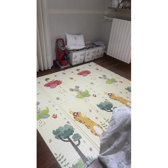 Двулицево килимче за игра 180x200x1cm - Превозни средства + Животни в самолет - Купи сега