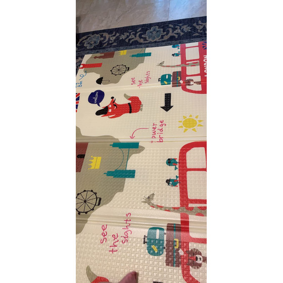Двустранна сгъваема подложка за игра от XPE пяна 180x200x1cm - модел Лондон и Писта - Купи сега