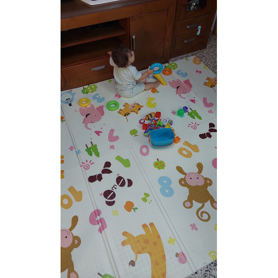 Сгъваемо килимче за игра от XPE пяна 180x200x1cm - Жираф и Цифри - Купи сега