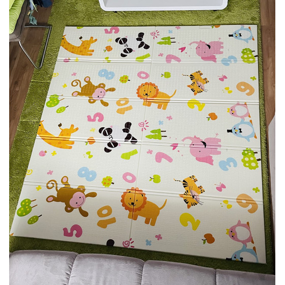 Сгъваемо килимче за игра от XPE пяна 180x200x1cm - Жираф и Цифри - Купи сега