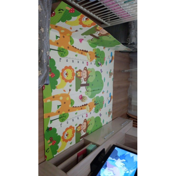 Детска термоустойчива постелка за пълзене и игра 160x180x1cm - Трафик + Джунгла - Купи сега