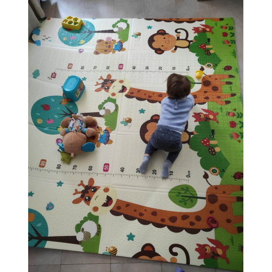 Детска термоустойчива постелка за пълзене и игра 180x150x1cm - Жираф и Цифри - Купи сега