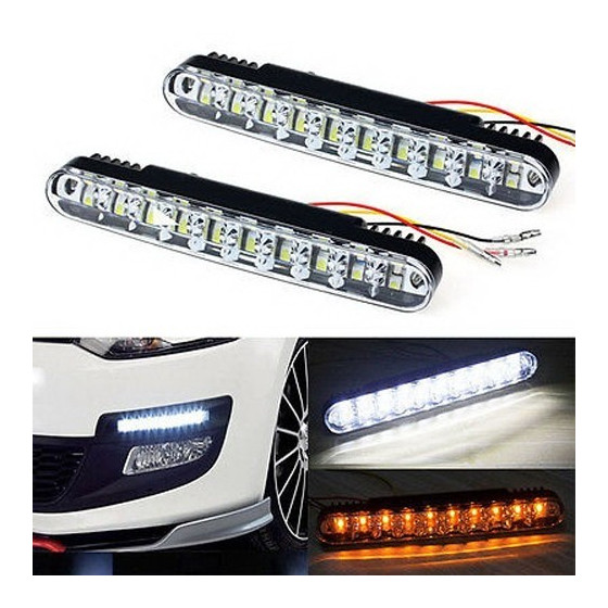LED дневни светлини DRL за коли 2x5 диода - висока видимост