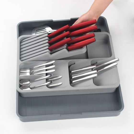Разтегателен бамбуков органайзер за прибори