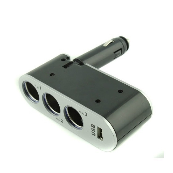 Многофункционален 3-ка разклонител за автомобилна запалка и USB – Идеален за зареждане