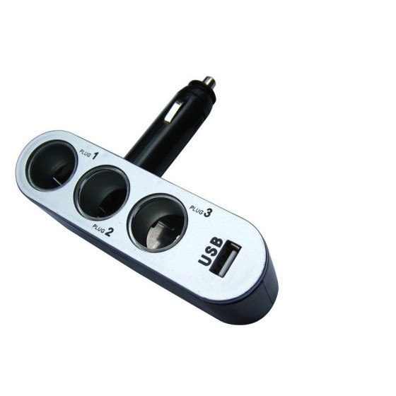 Многофункционален 3-ка разклонител за автомобилна запалка и USB – Идеален за зареждане