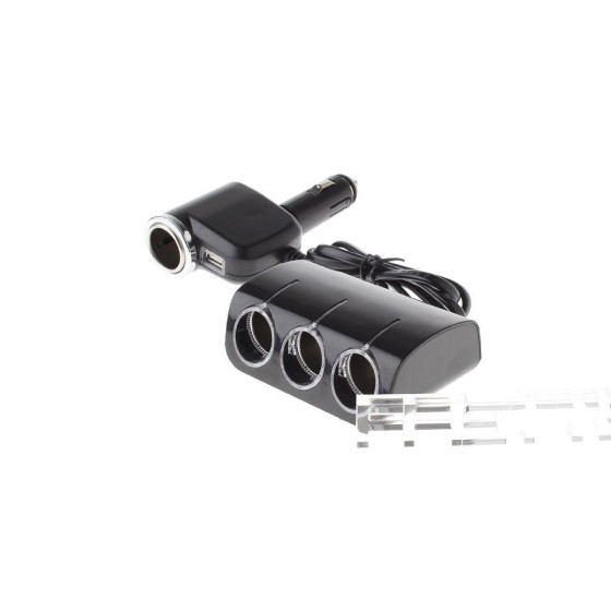 Мощен 120W разклонител за автозапалка с 4 гнезда и USB - Купи сега