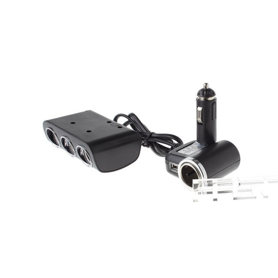 Мощен 120W разклонител за автозапалка с 4 гнезда и USB - Купи сега