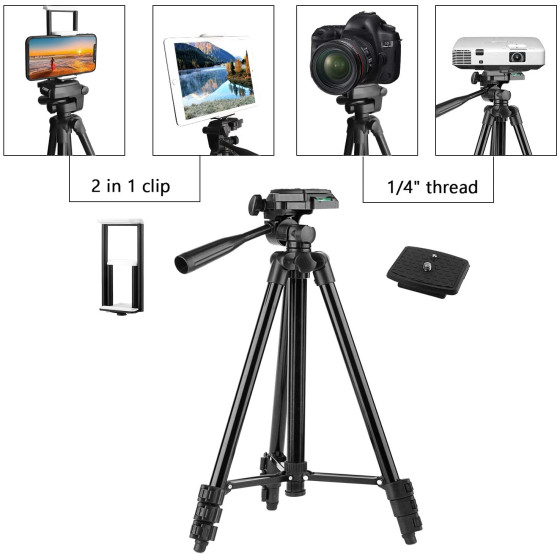 Телескопичен статив за телефон и фотоапарат | Височина от 35 до 110 см