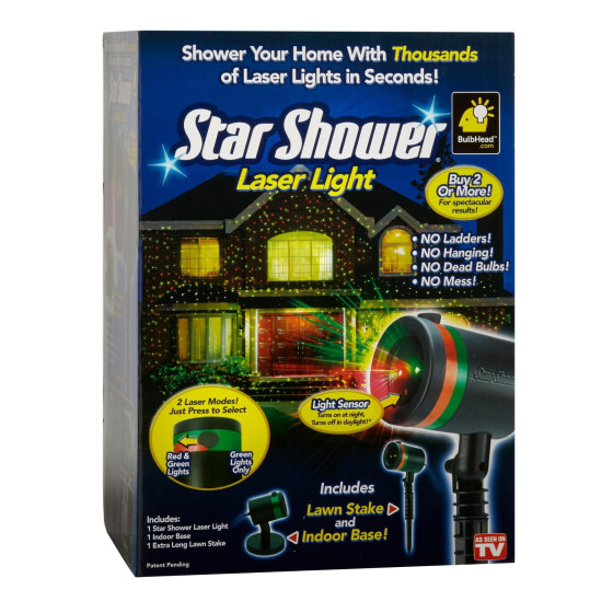 Лазерен прожектор за светлинно шоу Star Shower с водоустойчив корпус | Купете сега