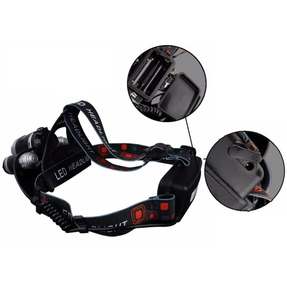 Мощен челник с три диода 1х T6 и 2х CREE XPE, 3000 лумена, 30W