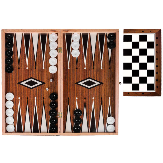 Купете практична настолна дървена игра 2в1 - Шах и Табла 48x25.5 см